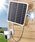 5V 20W Solar Panel For Outdoor Security Camera With USB-C And Charger, 360 Degree Adjustable Bracket, mounted on wall