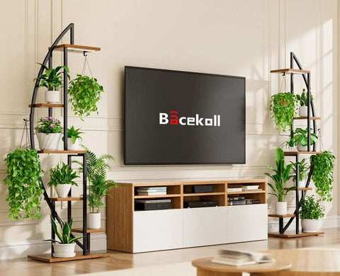 Tall Six Tier Indoor Plant Stand With Dual Head Full Spectrum Grow Lights, Solid Heavy Duty Metal Racks To Keep Your Leafy Buddies Thriving Indoors, Set Of Two Pack