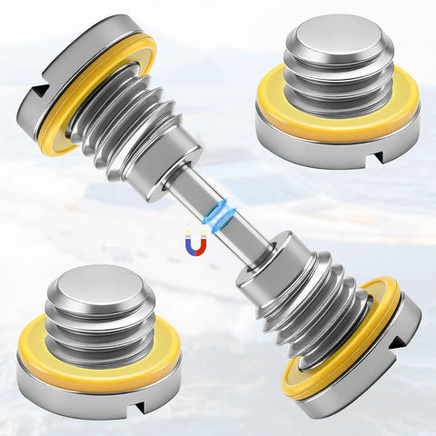 4 Pack Lower Unit Oil Drain Plugs For Outboard Gear Case With Three Eighths Inch By Sixteen Threads Magnetic And Non Magnetic Screws Gaskets Included Replaces 79953Q04 And 8M0058389 Durable Stainless Steel