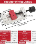 Image of Compact Mini Drill Press Bench Vise Clamp 2 Inch Opening with dimensions and specifications for woodworking and DIY projects.