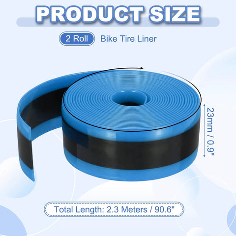 Blue premium TPU bike tire liner roll for puncture protection, 23x2.3x1mm, fits 700C bikes, lightweight and durable.