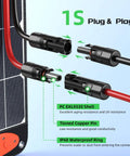 20 Foot Solar To XT60 Extension Cable 12AWG Hardwearing Solar Panel To XT60 Connector details with pin and waterproof ring.