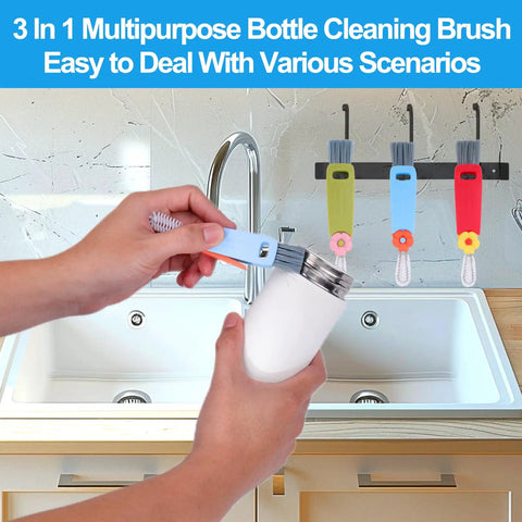 Using 3 In 1 Cup Lid Gap Cleaning Brush Set For Water Bottles And Tumblers, Gunk Busting Crevice Cleaner in kitchen sink