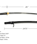 Lightweight Aluminum Katana Iaito For Iaido Training, Full Tang Practice Sword with 28 Inch Blade and Fuller Groove displayed