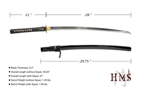 Lightweight Aluminum Katana Iaito For Iaido Training, Full Tang Practice Sword with 28 Inch Blade and Fuller Groove displayed