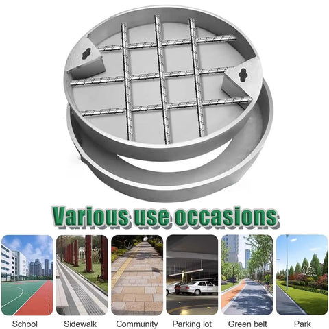 Heavy Duty Round Manhole Cover With Frame And Invisible Sewage Basin Lid, 60x60 Cm Stainless Steel, various installation sites