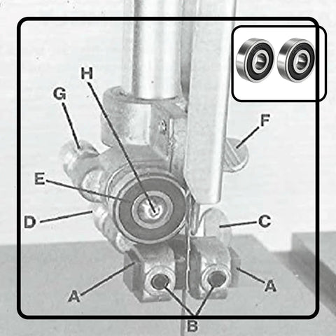 Installed Two Pack 6200-2RS Deep Groove Ball Bearings 10x30x9mm on machinery component diagram