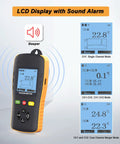LCD display and side view of Two Channel K J T Thermocouple Data Logger With USB Temp Recorder and Dual Probes, Auto Report.
