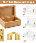 Built to Last Sleek Concealed Brass Barrel Hinges Set With 8mm Drill Bit and 180 Degree Opening, displayed with jewelry box