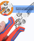 Premium Stainless Steel Wire Crimper And Stripper Tool For Electricians with ergonomic grips for comfortable handling during use.