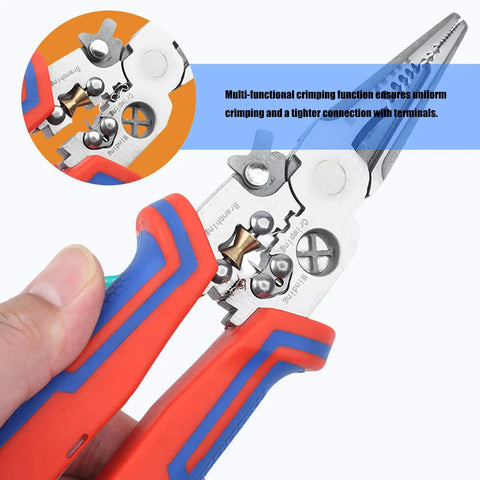 Premium Stainless Steel Wire Crimper And Stripper Tool For Electricians with ergonomic grips for comfortable handling during use.