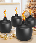 Citronella Tabletop Torches Six Pack For Outdoor Vibes, 21.5 Oz Metal Oil Burners With Fiberglass Wick on display indoors