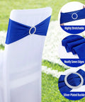Royal Blue Spandex Chair Sashes Set Of 30 With Buckle Slider Universal Elastic Bands For Wedding Banquets And Party Decor on chair