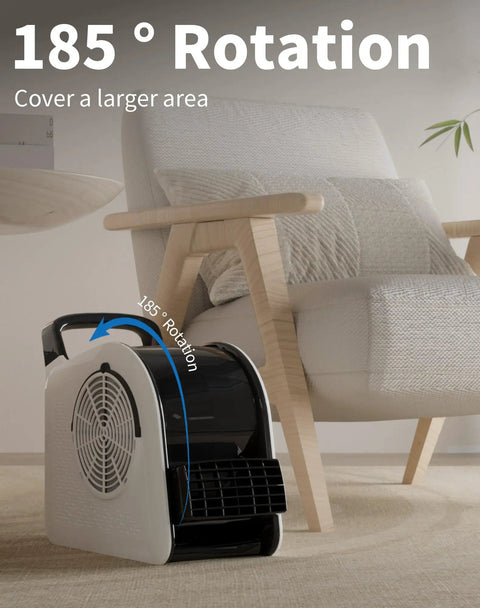 185° rotating 355 CFM Blower Fan With Detachable Filter, high velocity air mover in a living room setting