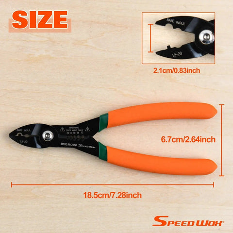 4 In 1 Electricians Pliers With Wire Cutter Crimper Gripper And Stripper 7 Inch Compact Pliers For 12 To 20 AWG, orange handles
