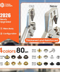 All In One Snap Fastener Kit With Quick Install Tool for DIY leather sewing, showing upgraded pliers and snaps in four colors.