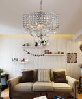 4 Light K9 Crystal Modern Chandelier For Living Room Ceiling Fixture With Adjustable Chain Up To 60 Inches in cozy living room