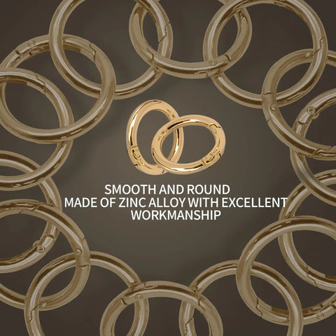 10 Pack Mini Gold Key Ring Carabiners 0.8 Inch 19mm Compact Handy Spring Clip Round Metal Carabiner for Keys Bags Craft Projects