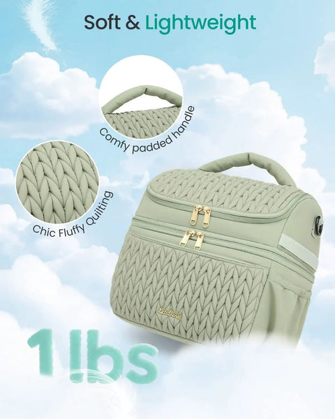 Straight Up Game Changer Super Chic 12l Insulated Breastmilk Cooler Bag With Double Deck Layout Detachable Dividers Plus Totally Leakproof Bottom Zone For Hassle Free Pumping Storage, showcasing soft quilted material and padded handle.