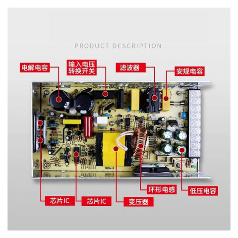 Beefy 360W Switching Power Supply 110V To 220V To 12V 30A DC Converter For Industrial Projects 360 Watt AC To DC Unit With Stable Output And Quick Startup. internal components