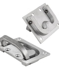 Two Pack Marine Flush Ring Hatch Pull Handles For Boat Decks And Cabinets Recessed 316 Stainless Steel Hidden Pulls, front and back view