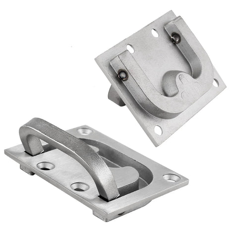 Two Pack Marine Flush Ring Hatch Pull Handles For Boat Decks And Cabinets Recessed 316 Stainless Steel Hidden Pulls, front and back view