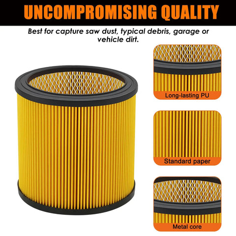 Replacement Vacuum Filter For Vacmaster And Hart Shop Vacuums 5 To 20 Gallon Replaces VCFS VCFF Filters with PU and metal core