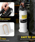 Versatile 6.5L oil extractor pump with dual pneumatic and manual modes, showing extended handle and foot pedal