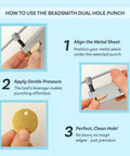 Steps using the Two In One Hole Punch Tool With Dual Tips For Jewelry Making And Leather Crafts One Eighth Inch And Five Thirty Seconds Inch
