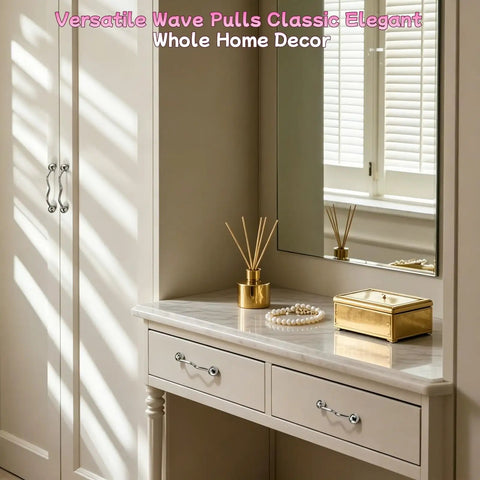5.91 Inch Bright Chrome Zinc Alloy Cabinet Pulls With 128mm Hole Spacing on dresser