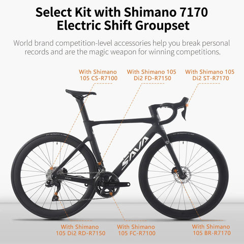 Carbon Road Bike With 24 Speed Shimano 105 Di2 7170 Groupset Lightweight Carbon Frame And 700C Carbon Wheelset Disc Brakes