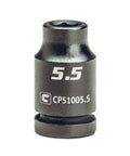Five Point Five Millimeter Shallow Impact Socket One Quarter Inch Drive Six Point Metric Pro Grade Chrome Molybdenum Steel