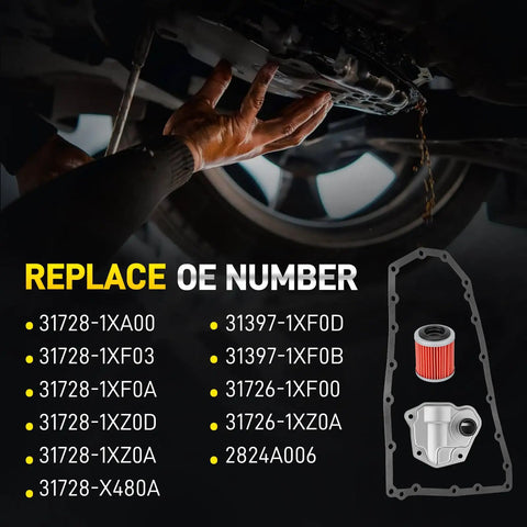 All In One CVT Transmission Filter And Oil Pan Gasket Kit For Nissan, mechanic hand replacing CVT parts