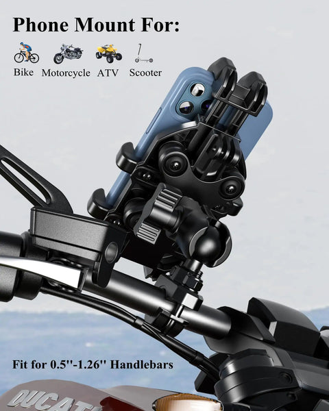 Beefy Heavy Duty Motorcycle Phone Mount With Vibration Dampener And Anti Shake Handlebar Cradle For Bikes Scooters And ATVs