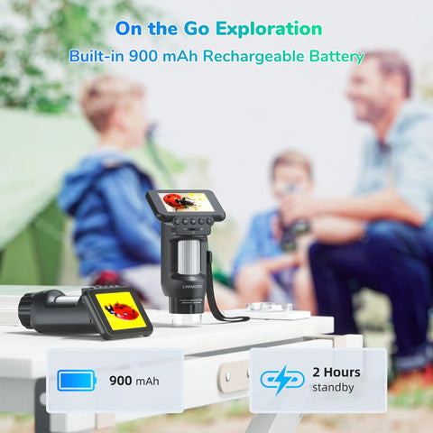 Portable Digital Microscope With 2.8 Inch LCD Screen, 8 LED Lights, Handheld USB Coin Camera, Slide Kit For Kids And Adults, Built-In Distance Adjustment Ring For Stable Focus And Clear Imaging on table