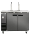 Badass Black Draft Beer Dispenser With Dual Insulated Taps And Heavy Duty Stainless Steel Top stores two full size kegs.
