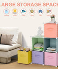Six Cube Storage Organizer With Fabric Bins And Wire Grid Shelves Stackable Modular Units For Bedroom Living Room And Office