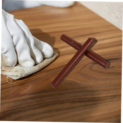 Dark Brown Wood Repair Kit Wax Filler Sticks For Floors Cabinets And Surfaces Easy To Use No Mess Scratch Repair Crayons That Hide Scuffs And Scratches Fast Fix For Furniture shown on wooden surface with cloth