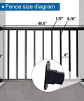Top Notch Black Metal Deck Railing Kit With Weather Resistant Coating size diagram showing 46.5" width and 28" height.