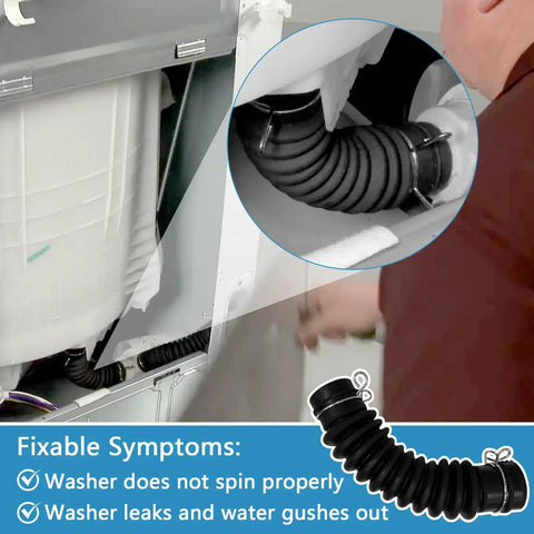 Washer Drain Hose Assembly For LG And Kenmore Washers With Thick Tub To Pump Connector And Stainless Steel Clamps installation