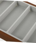 Slick Wooden Sunglasses Display Plate featuring seven grid slots, showing soft lining and clean lines for eyeglasses organization.
