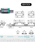 Beefy Linear Rail Carriage Block Bearing Steel Square Slide Carriage Slider For QEH15 And EGR15 Linear Rail Guide diagram