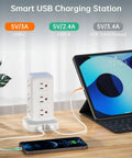 Surge Protector Power Strip With 12 Outlets And 4 USB Ports Including USB C 10ft Extension Cord Overload Protection Smart Fast Charging