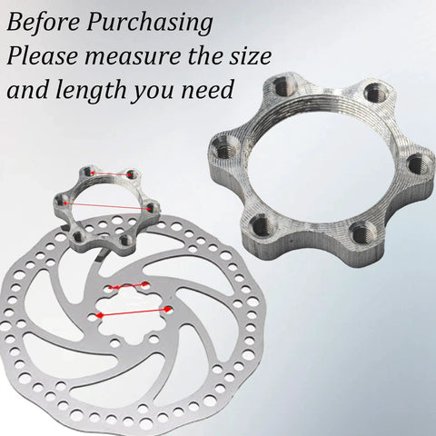 44mm Bicycle Hub Disc Brake Adapter Freewheel Threaded Mount To 6 Bolt Rotor Converter, showcasing parts and measurements.