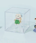 Clear Acrylic Square Baseball And Golf Ball Display Case with figurines, 3.15 inch cube, transparent acrylic, dust-free
