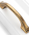 Old School Brass Cabinet Pulls 3 Inch 76mm 10 Pack Classic Handles For Kitchen Cabinets Drawers Dresser Bedroom Vanity Cupboard Solid Metal Hardware With Two Screw Sizes Included, side view
