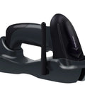 Wireless Barcode Scanner With USB Cradle Charging Base Plug And Play Setup 328 Feet Transmission Range shown on cradle