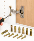 Installation of 6x14mm Short Expansion Screw Set For Stripped Cabinet Hinge Holes 100 Pack Repair Kit with screwdriver