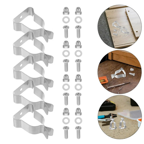 Heavy Duty Window Well Cover Retaining Clips 10 Pack Spring Clamps For Secure Basement Install Quick Easy Hold Down Kit Hardware, silver steel clips and screws