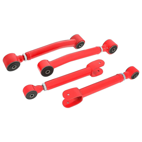 0-8 Inch Lift Adjustable Front Control Arm Kit For Jeep Cherokee XJ Comanche MJ Grand Cherokee ZJ And Wrangler LJ And TJ With Red Powder Coat For Lifted Rigs Front Upper Eye To Eye And Lower Eye To Eye Fit, red steel arms